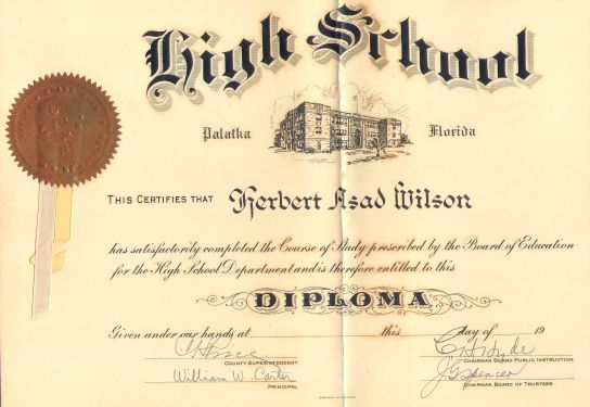 Herbert Wilson Diploma