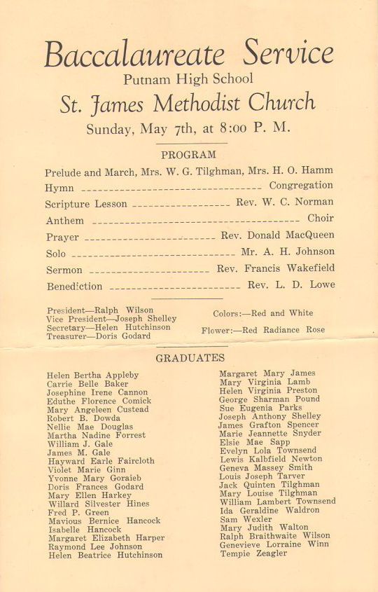 1933 Baccalaureate Program